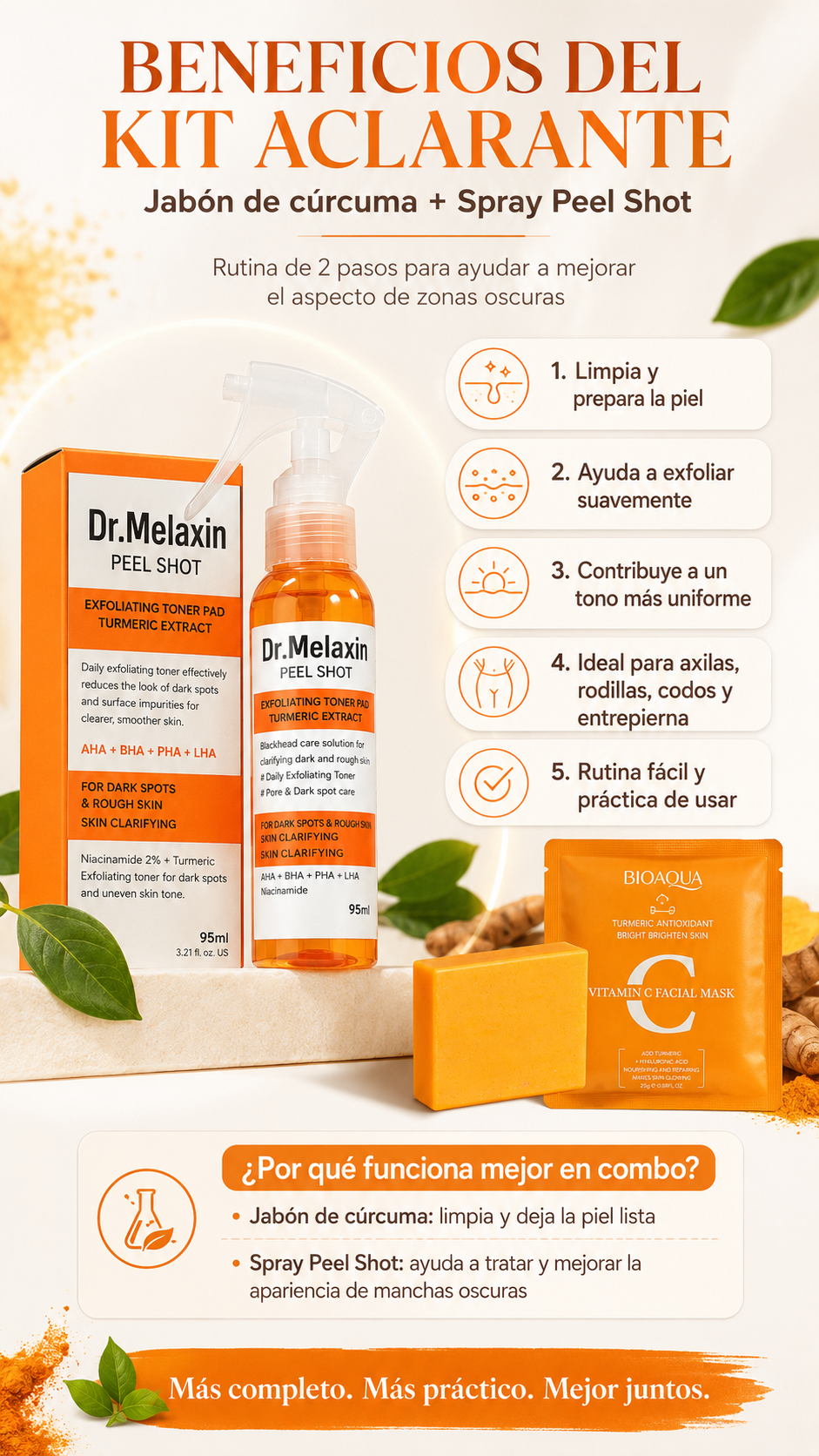 Kit Aclarante para Axilas, Entrepierna, Rodillas y Codos+ obsequio mascarilla