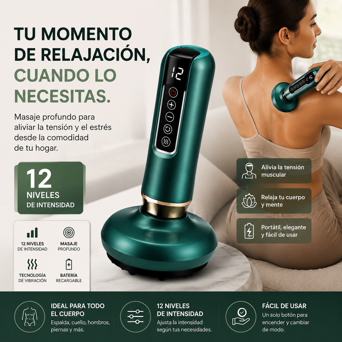 MASAJEADORA CON VENTOSA: Herramienta Corporal de Drenaje y Recuperación