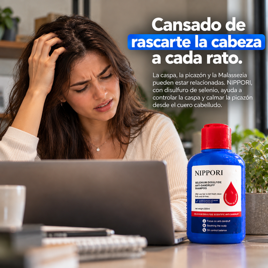Dile adiós a la caspa, la grasa y la picazón desde la primera lavada ...Nippori Shampoo 300ml X1