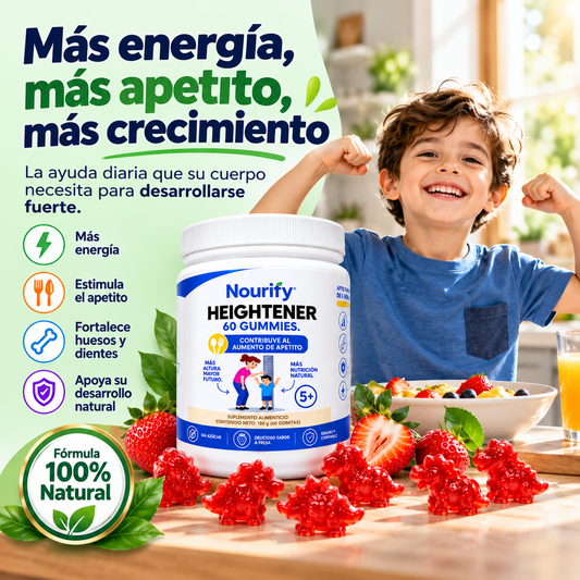 Crecer Alto, Comer Bien y Jugar Sin Cansarse: Nourify Heightener (60 Gomitas) 🍓📏