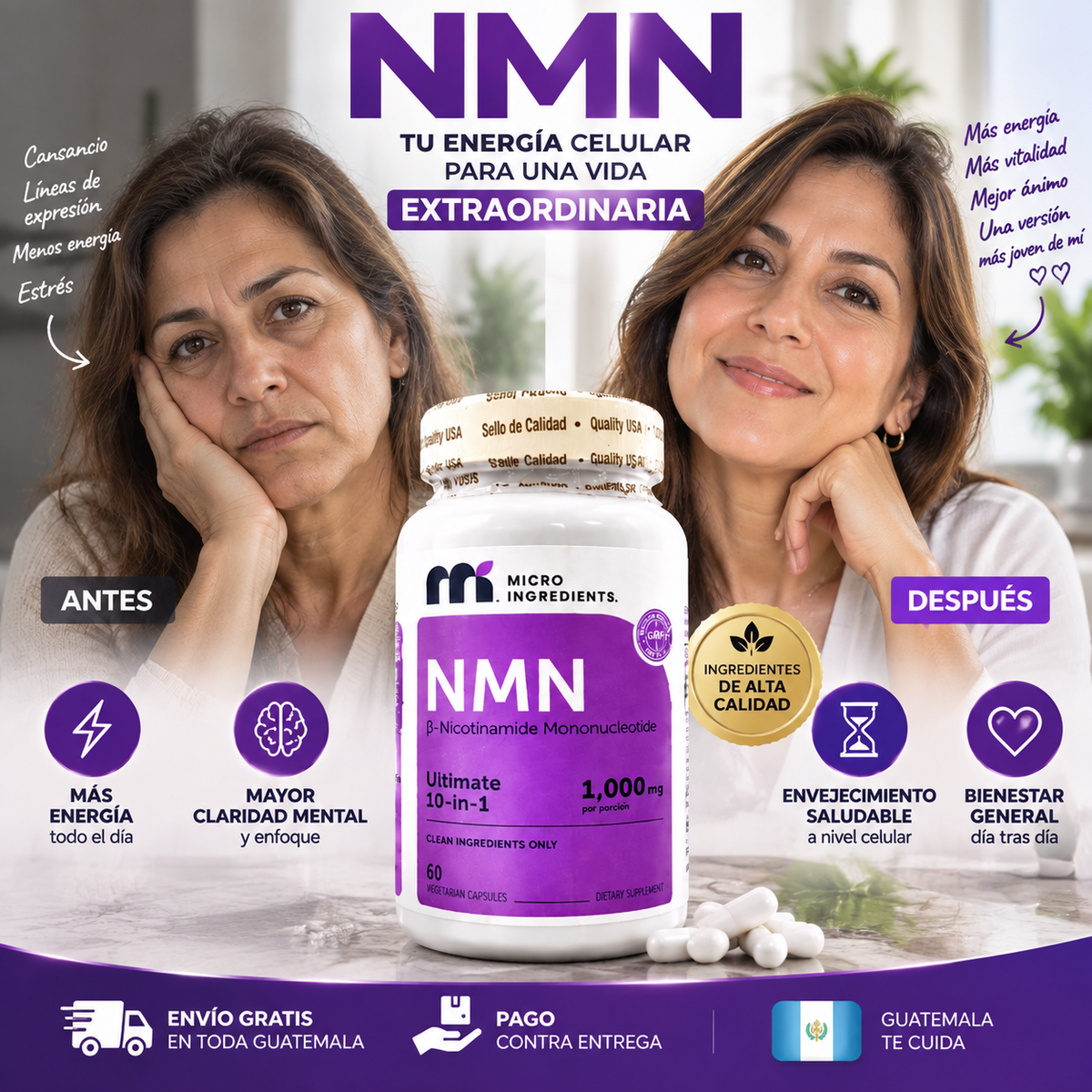 Nmn X60 Caps — Apoya tu energía celular y bienestar diario con una fórmula avanzada de longevidad