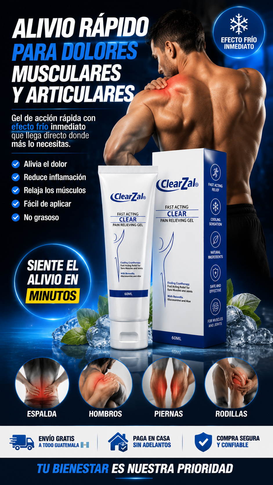 GEL PARA DOLORES MUSCULARES- Clear Zal Fas-60 ML