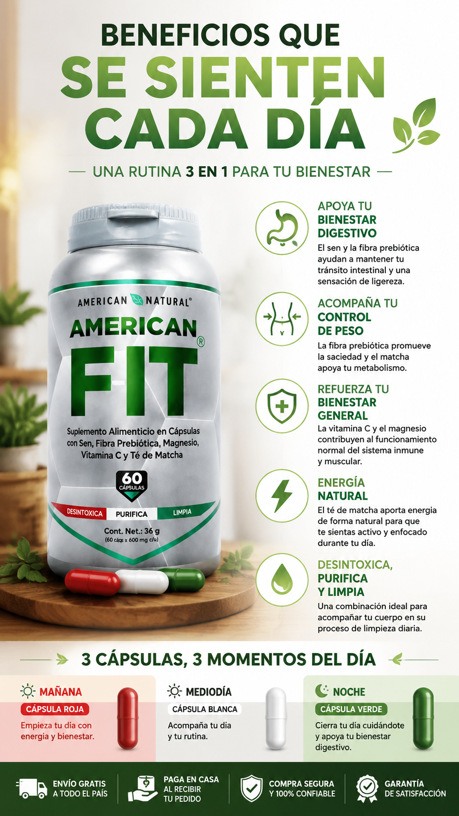 American Fit: La Rutina 3 en 1 Que Activa Tu Metabolismo, Limpia Tu Cuerpo y Te Ayuda a Bajar de Peso Todos los Días X60 CAP