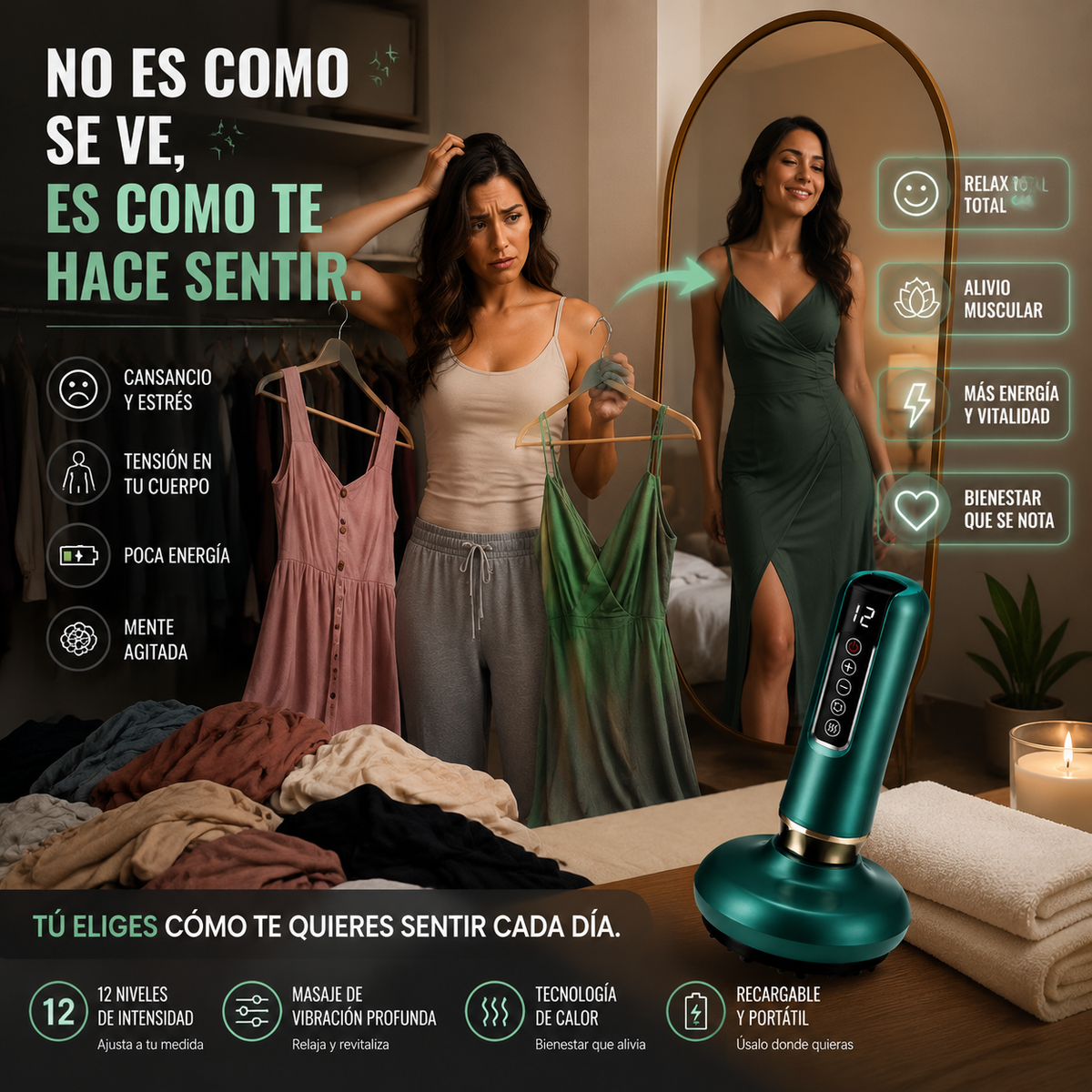 MASAJEADORA CON VENTOSA: Herramienta Corporal de Drenaje y Recuperación