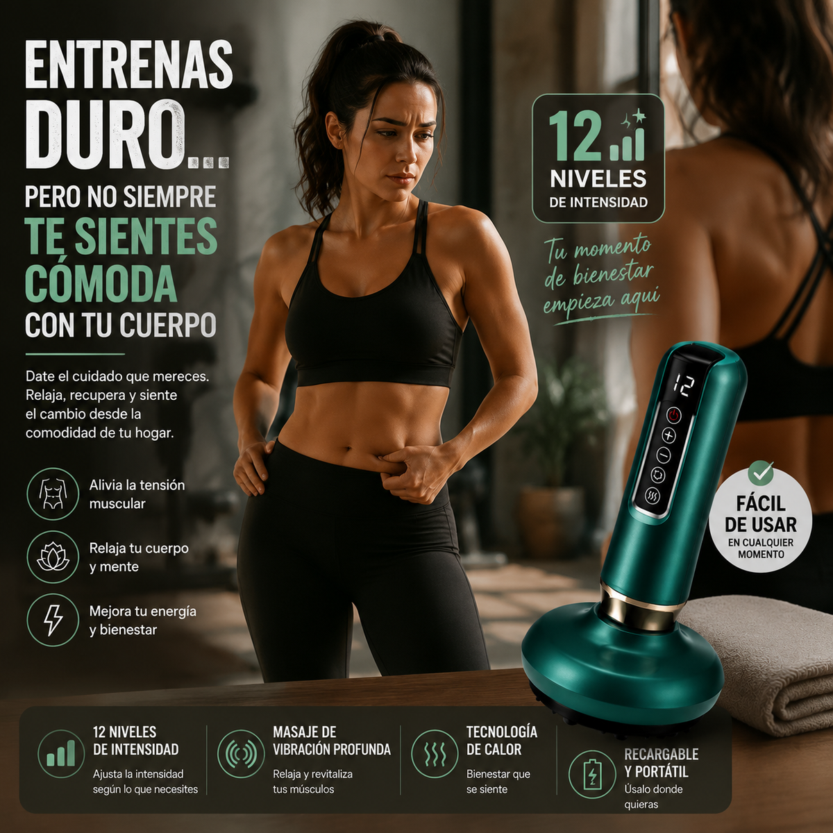 MASAJEADORA CON VENTOSA: Herramienta Corporal de Drenaje y Recuperación