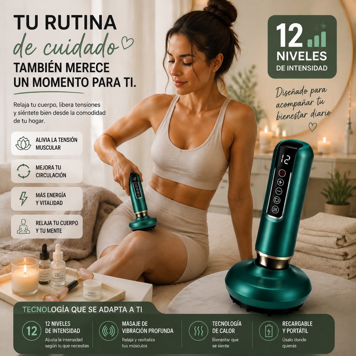 MASAJEADORA CON VENTOSA: Herramienta Corporal de Drenaje y Recuperación
