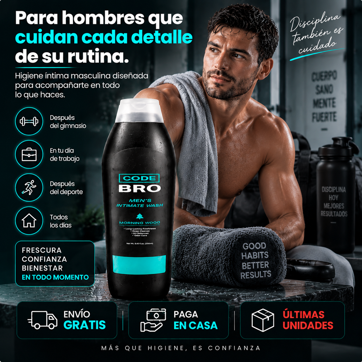 GEL PARA LA ZONA INTIMA CODE BRO X 250 ML| Cuidado íntimo masculino para una frescura y confianza todos los días