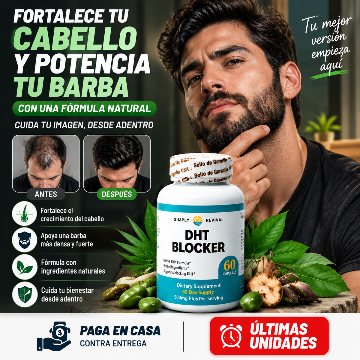 DHT Blocker x60 CAP: Protege tu cabello desde adentro y ayuda a mantenerlo más fuerte, sano y con mejor apariencia