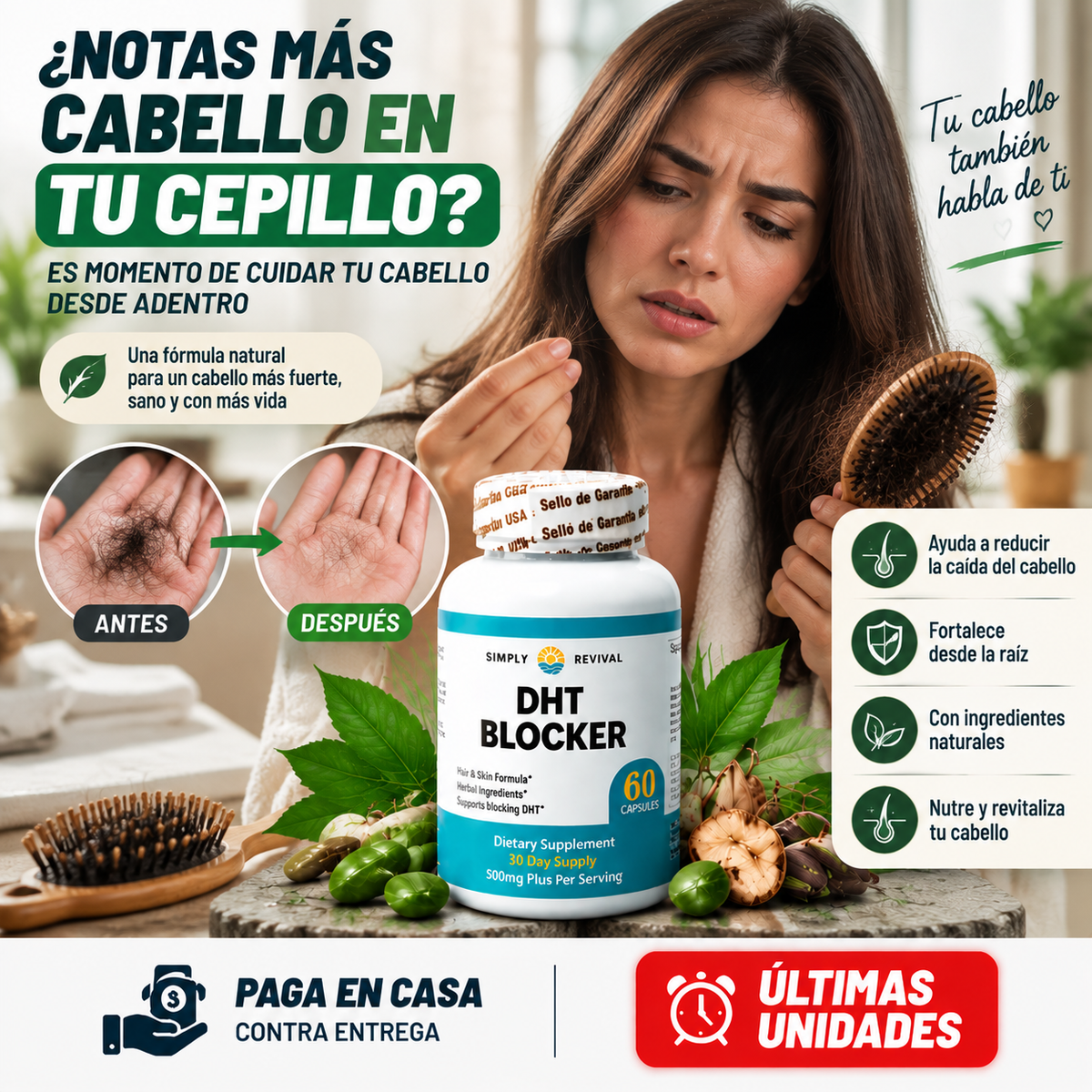 DHT Blocker x60 CAP: Protege tu cabello desde adentro y ayuda a mantenerlo más fuerte, sano y con mejor apariencia