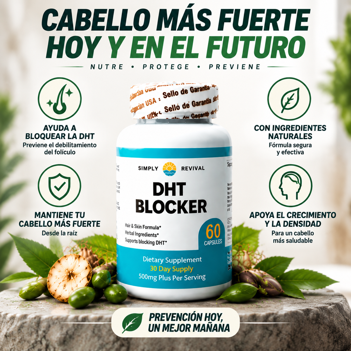 DHT Blocker x60 CAP: Protege tu cabello desde adentro y ayuda a mantenerlo más fuerte, sano y con mejor apariencia