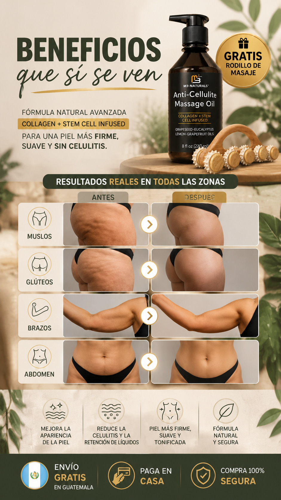 Aceite de masaje anticelulítico GRATIS masajeador