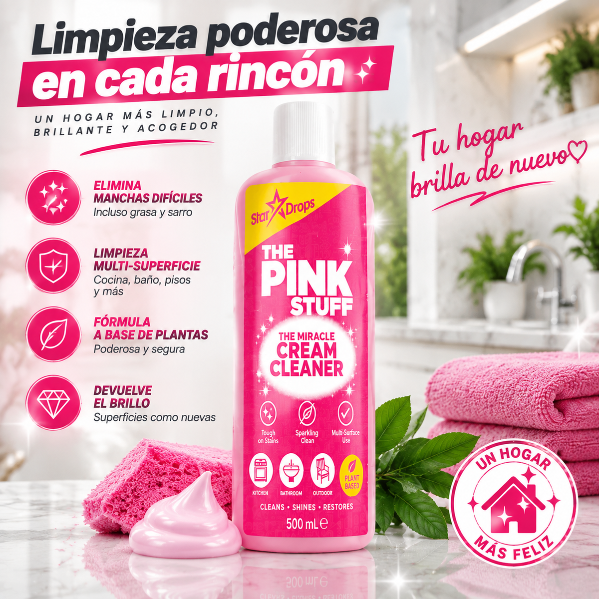 The Pink Stuff x 500ML| El limpiador milagroso que devuelve el brillo original a tu hogar