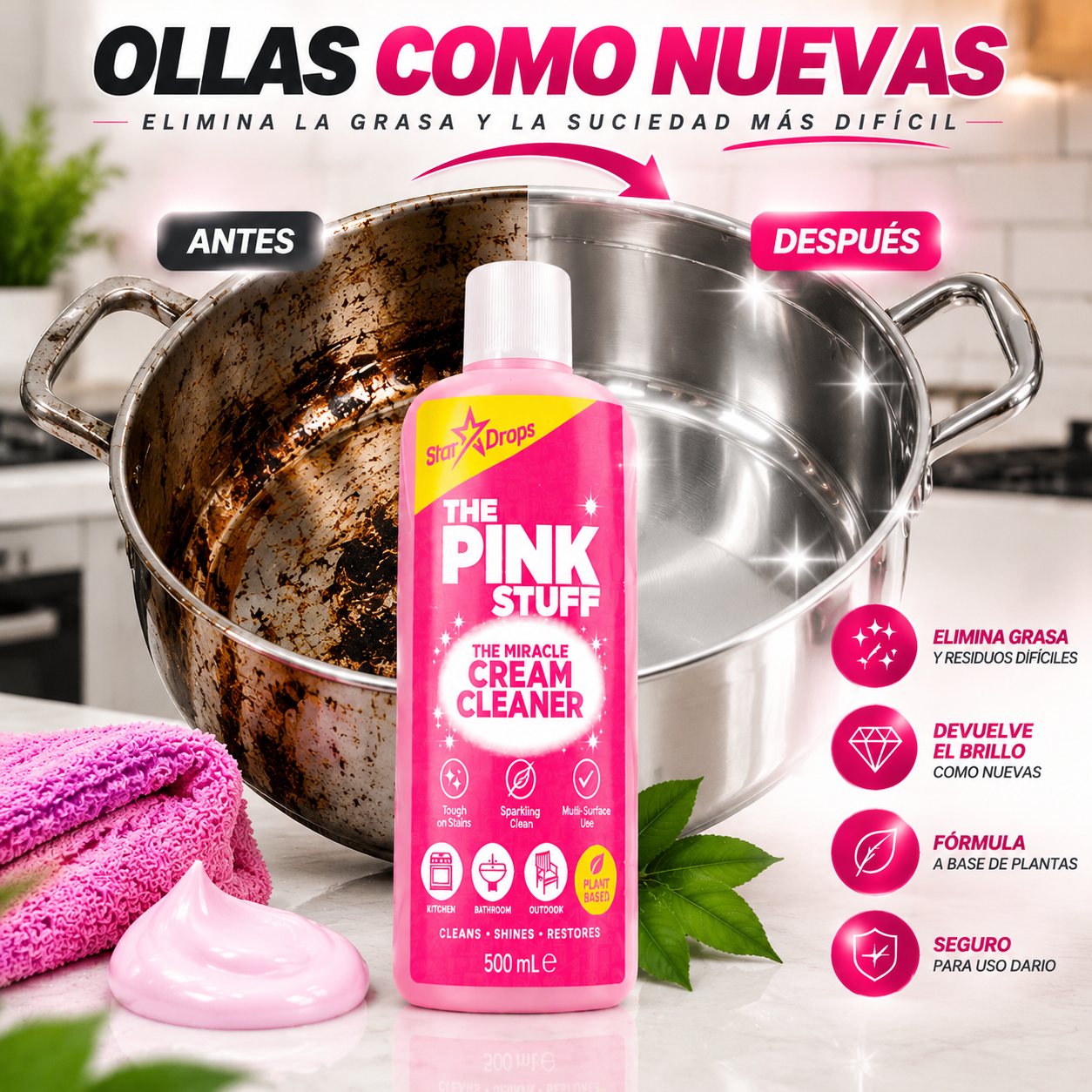 The Pink Stuff x 500ML| El limpiador milagroso que devuelve el brillo original a tu hogar