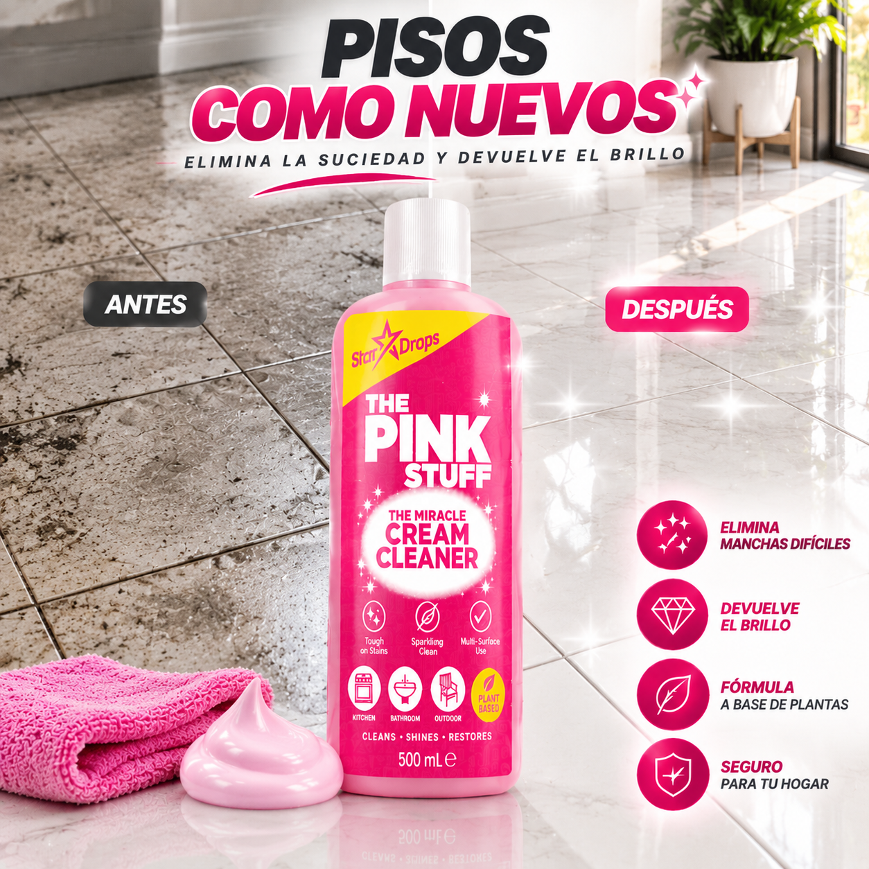 The Pink Stuff x 500ML| El limpiador milagroso que devuelve el brillo original a tu hogar