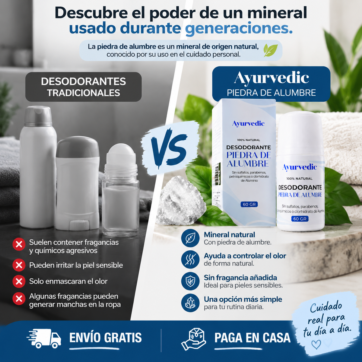 Ayurvedic Desodorante Piedra de Alumbre: la alternativa natural para cuidar el olor de tus axilas-60 ml