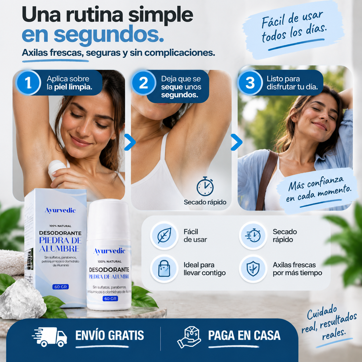 Ayurvedic Desodorante Piedra de Alumbre: la alternativa natural para cuidar el olor de tus axilas-60 ml